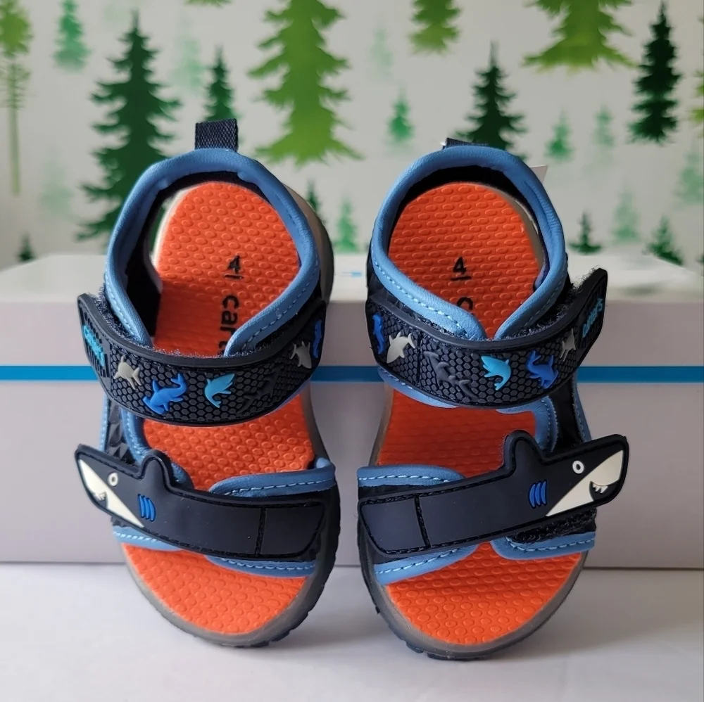 New 4T Carter's Shark Light-Up Sandals.